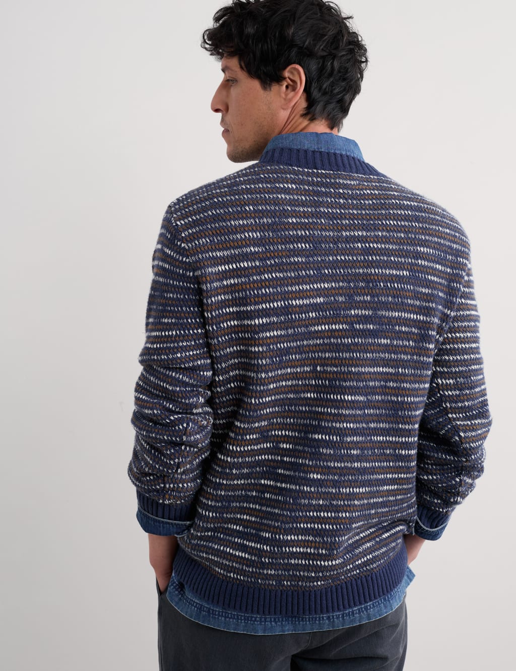 Pure Cotton Striped Textured Jumper 5 of 5