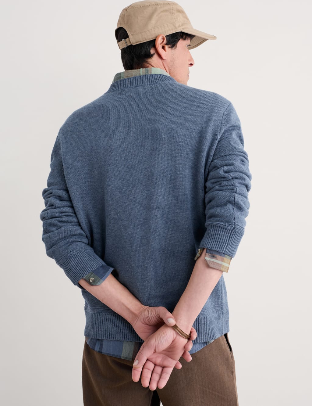 Pure Cotton Ribbed V-Neck Jumper 4 of 4