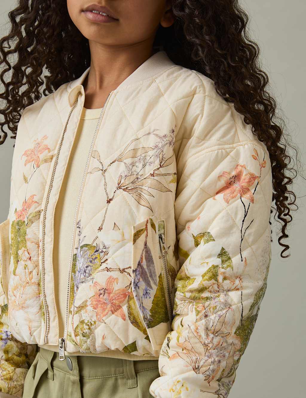 Floral Quilted Bomber Jacket (4-14 Yrs) 3 of 4