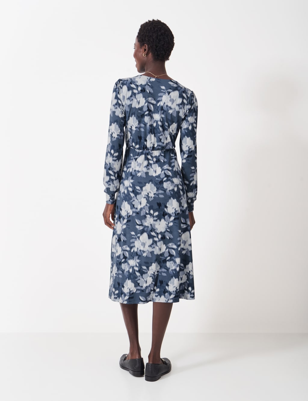 Jersey Floral V-Neck Midi Tea Dress 4 of 5