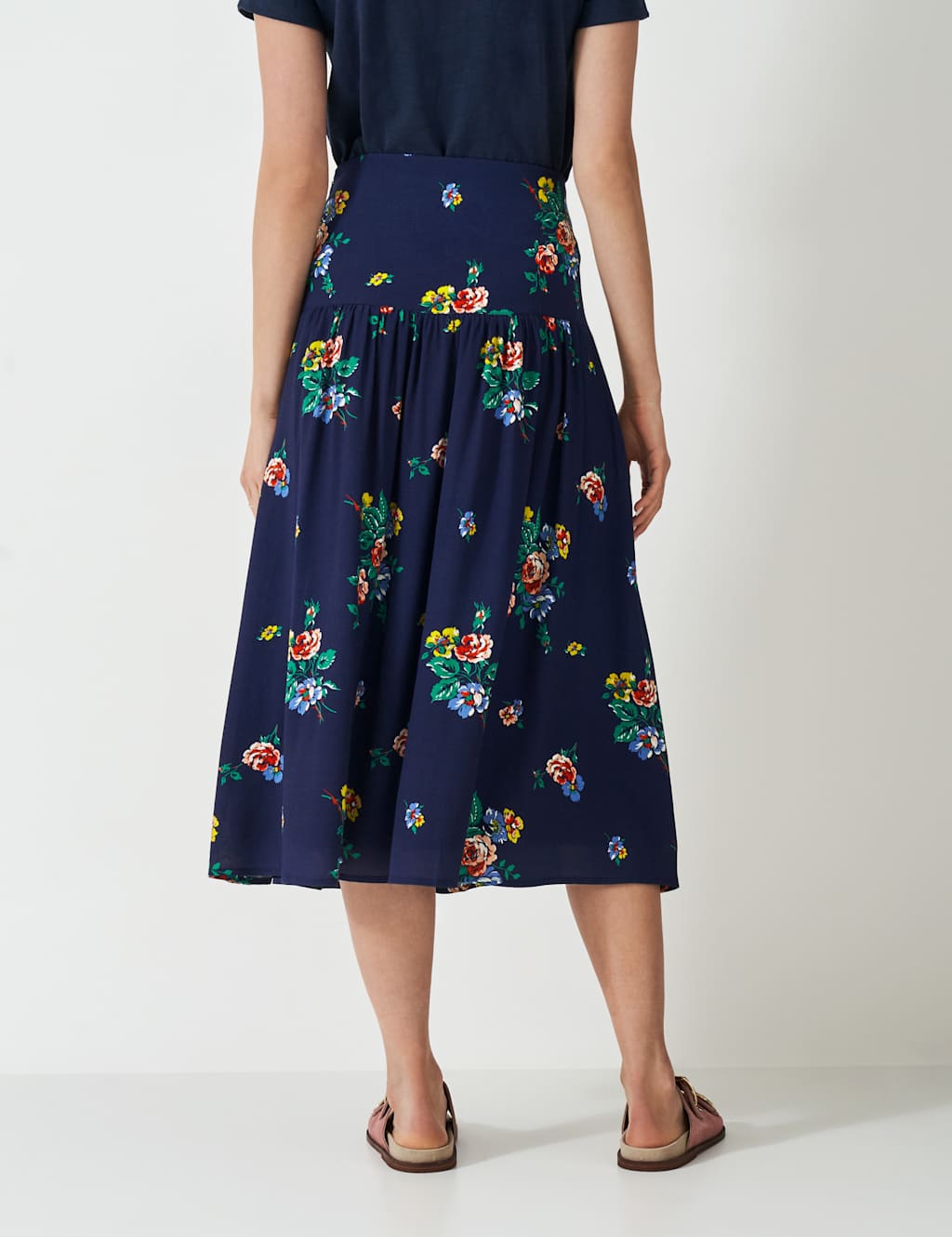 Floral Pleated Midi A-Line Skirt 5 of 5