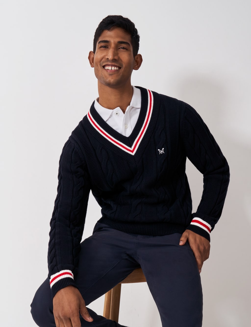 Pure Cotton Cable V-Neck Jumper 3 of 5