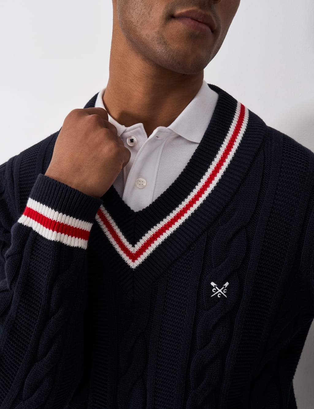 Pure Cotton Cable V-Neck Jumper 5 of 5