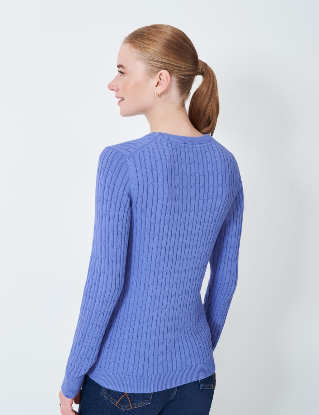 Cotton Rich Cable Knit Crew Neck Jumper 4 of 5