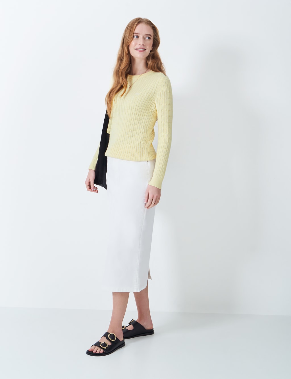 Cotton Rich Cable Knit Crew Neck Jumper 3 of 5