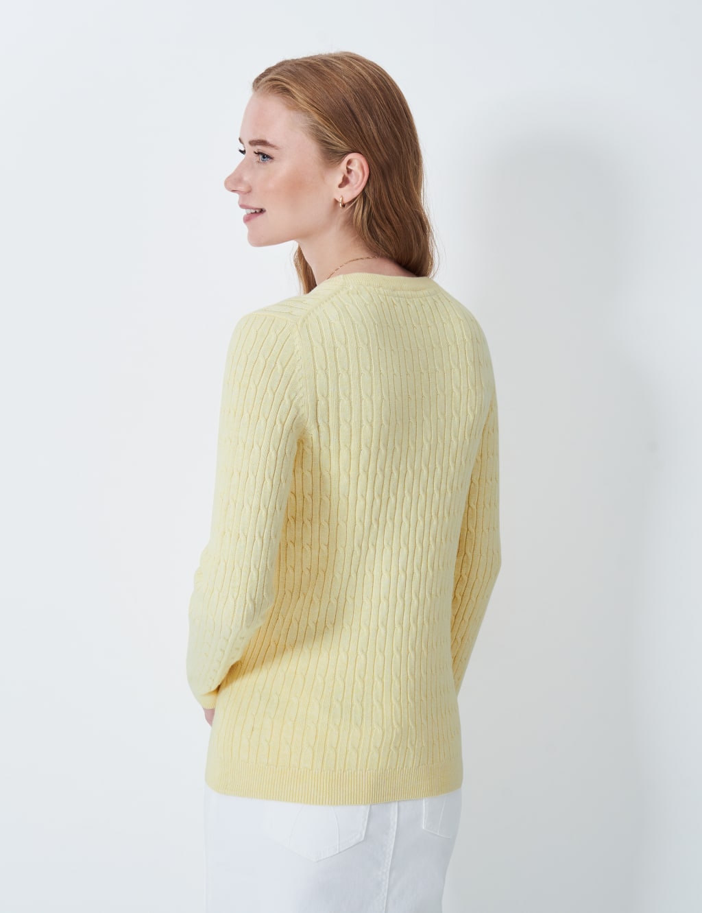 Cotton Rich Cable Knit Crew Neck Jumper 4 of 5