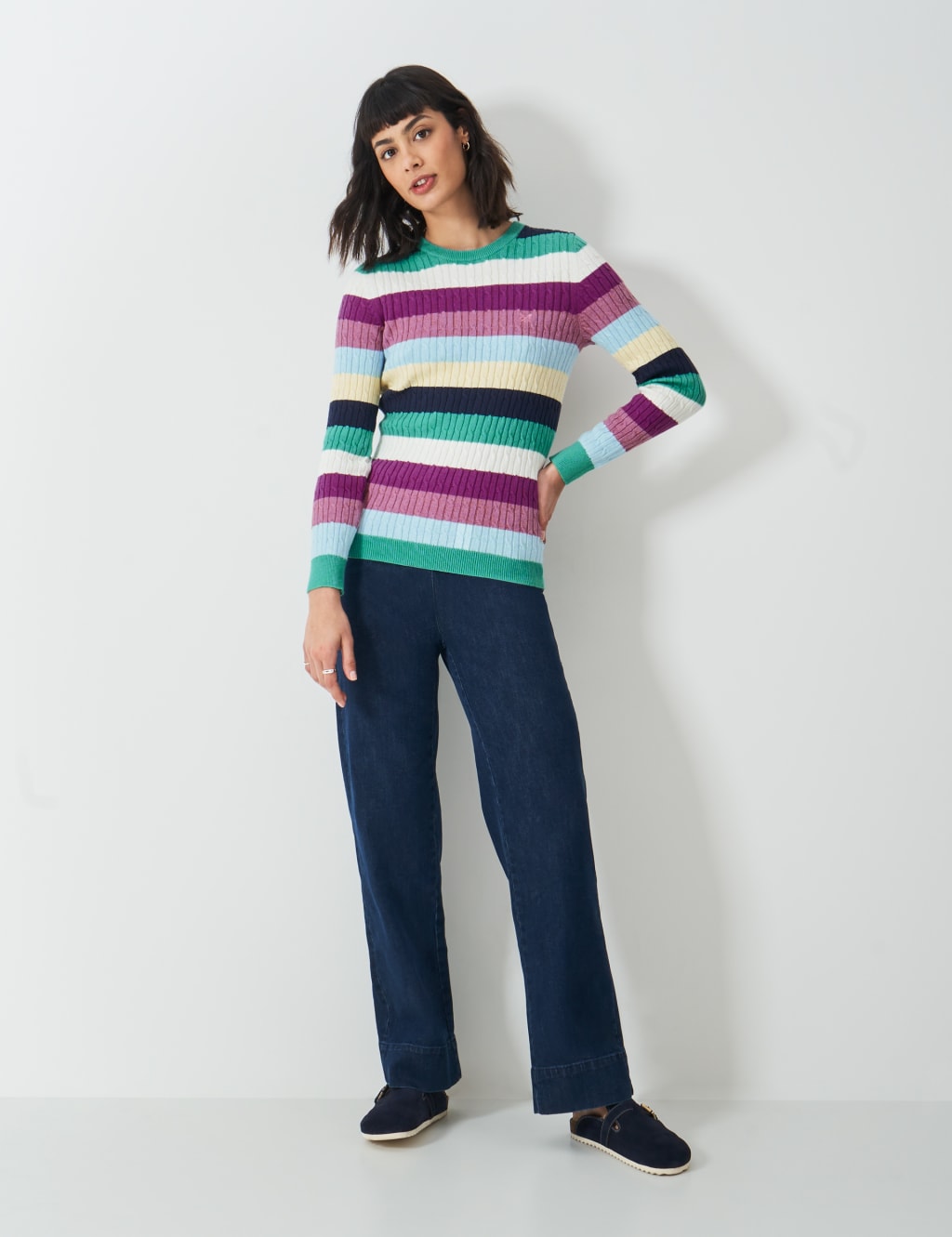 Cotton Rich Cable Knit Crew Neck Jumper 3 of 5
