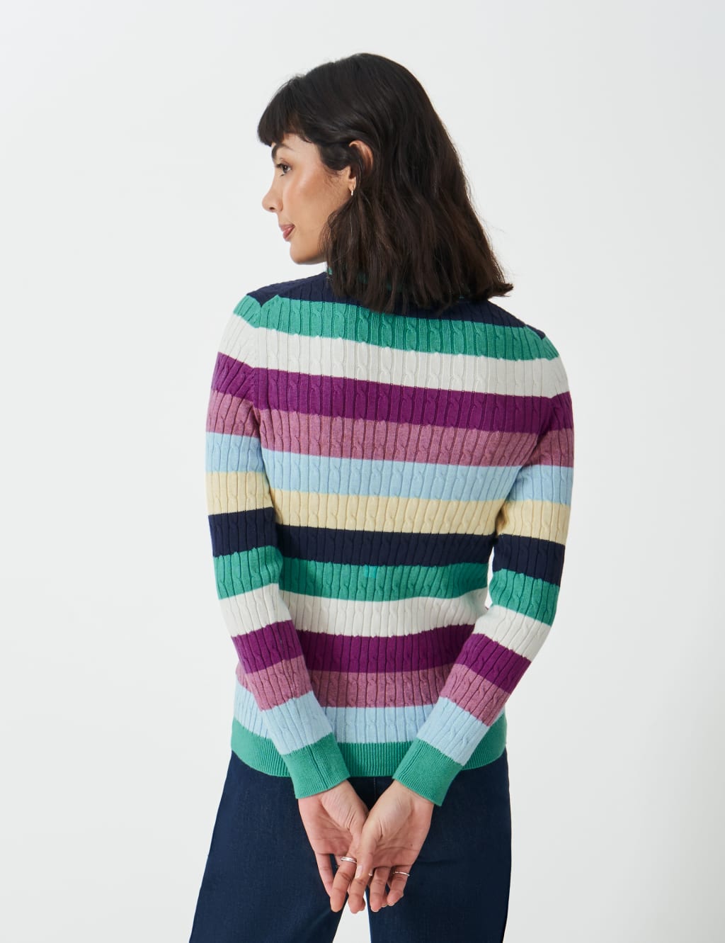 Cotton Rich Cable Knit Crew Neck Jumper 4 of 5