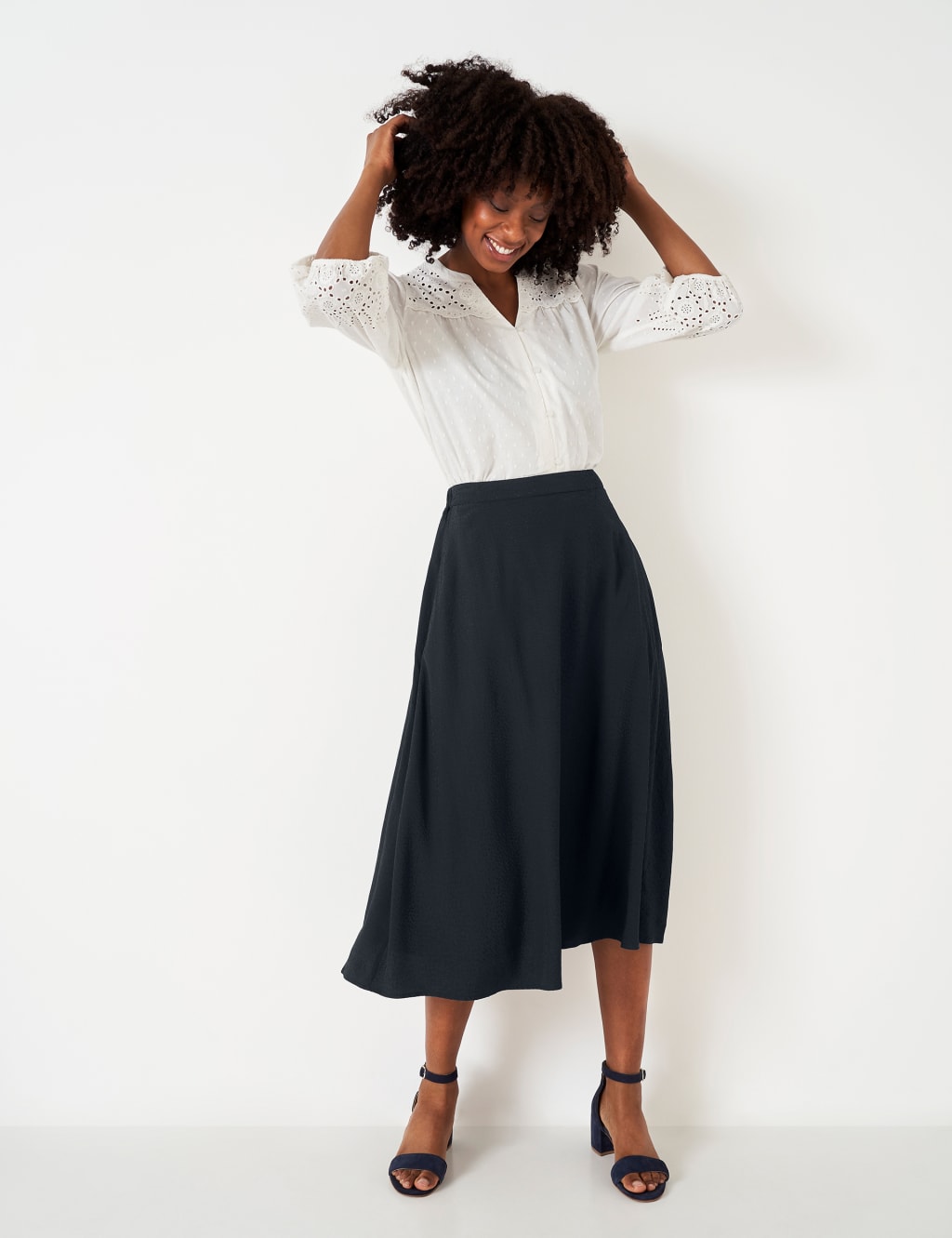 Black jacquard midi skirt store