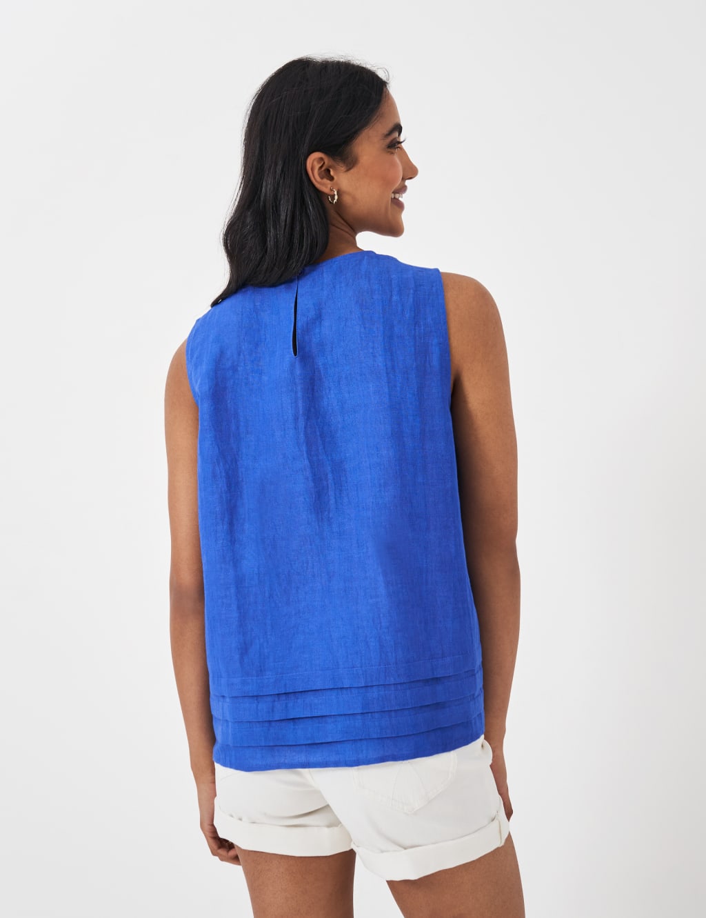 Linen Blend Pleat Detail Shell Top 4 of 5