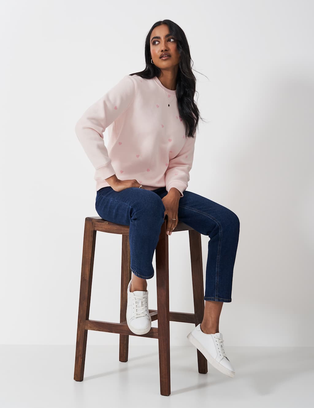 Cotton Rich Heart Print Crew Neck Sweatshirt 3 of 5