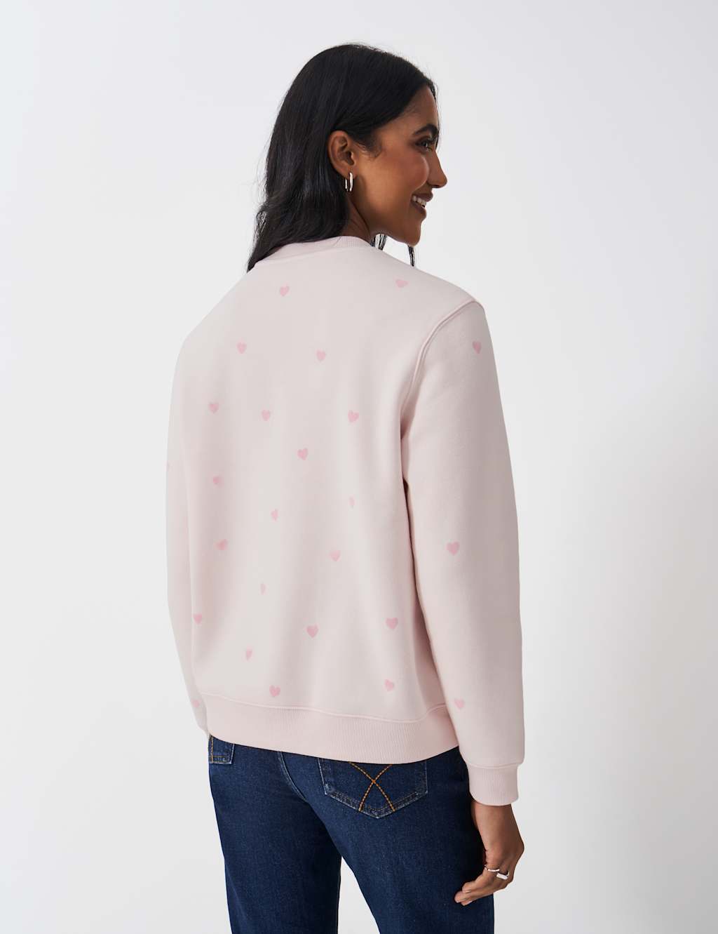 Cotton Rich Heart Print Crew Neck Sweatshirt 4 of 5