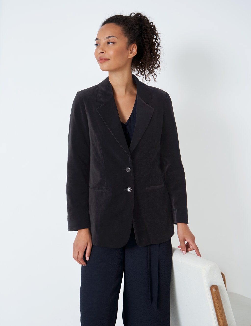Velvet Single Breasted Blazer 1 of 5