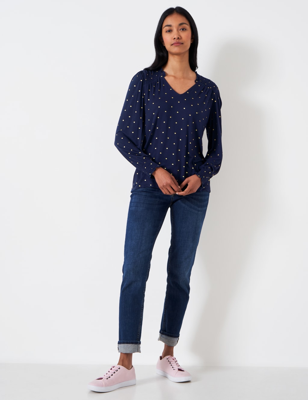 Star Print Shirred Top 3 of 5