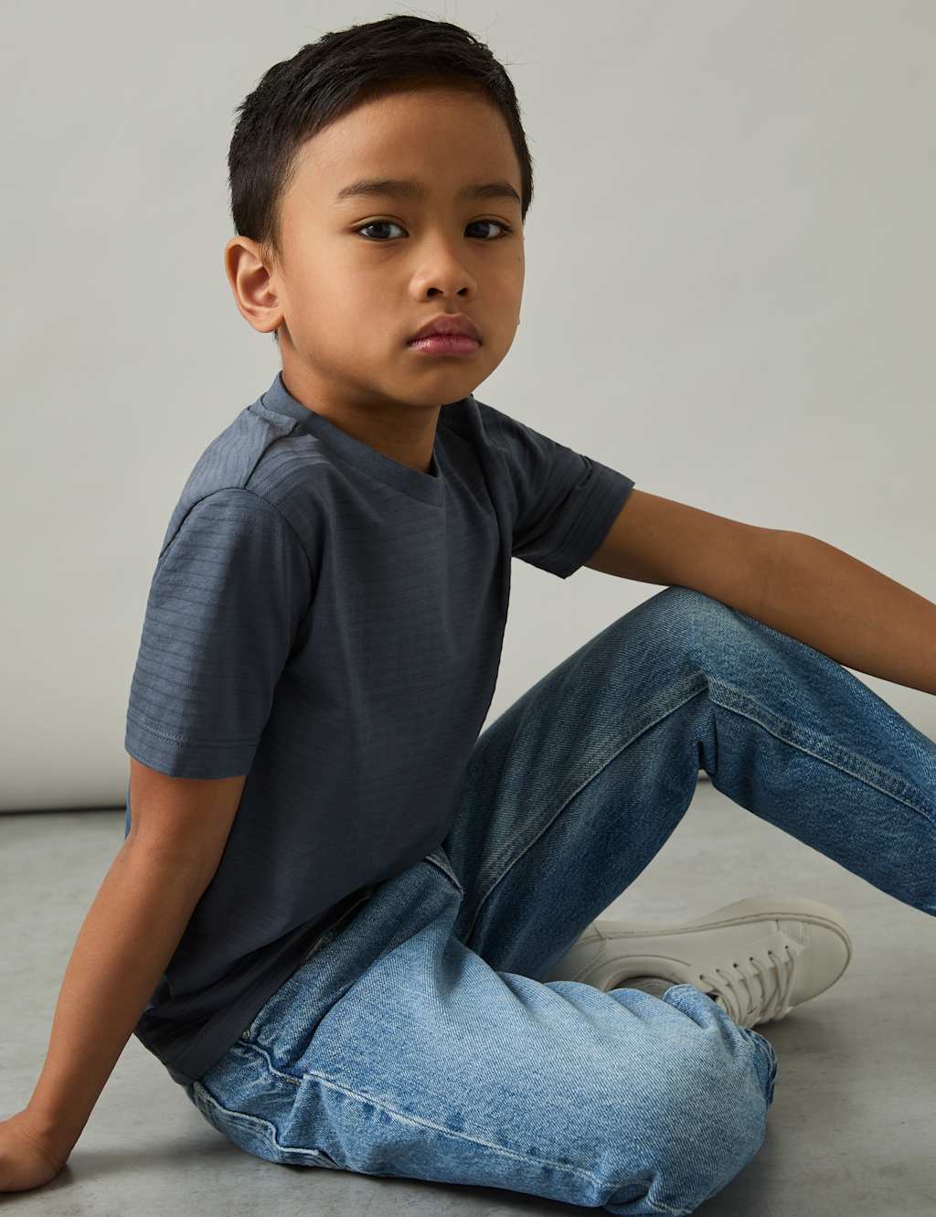 Pure Cotton Textured Stripe T-Shirt (3-14 Yrs) 4 of 4