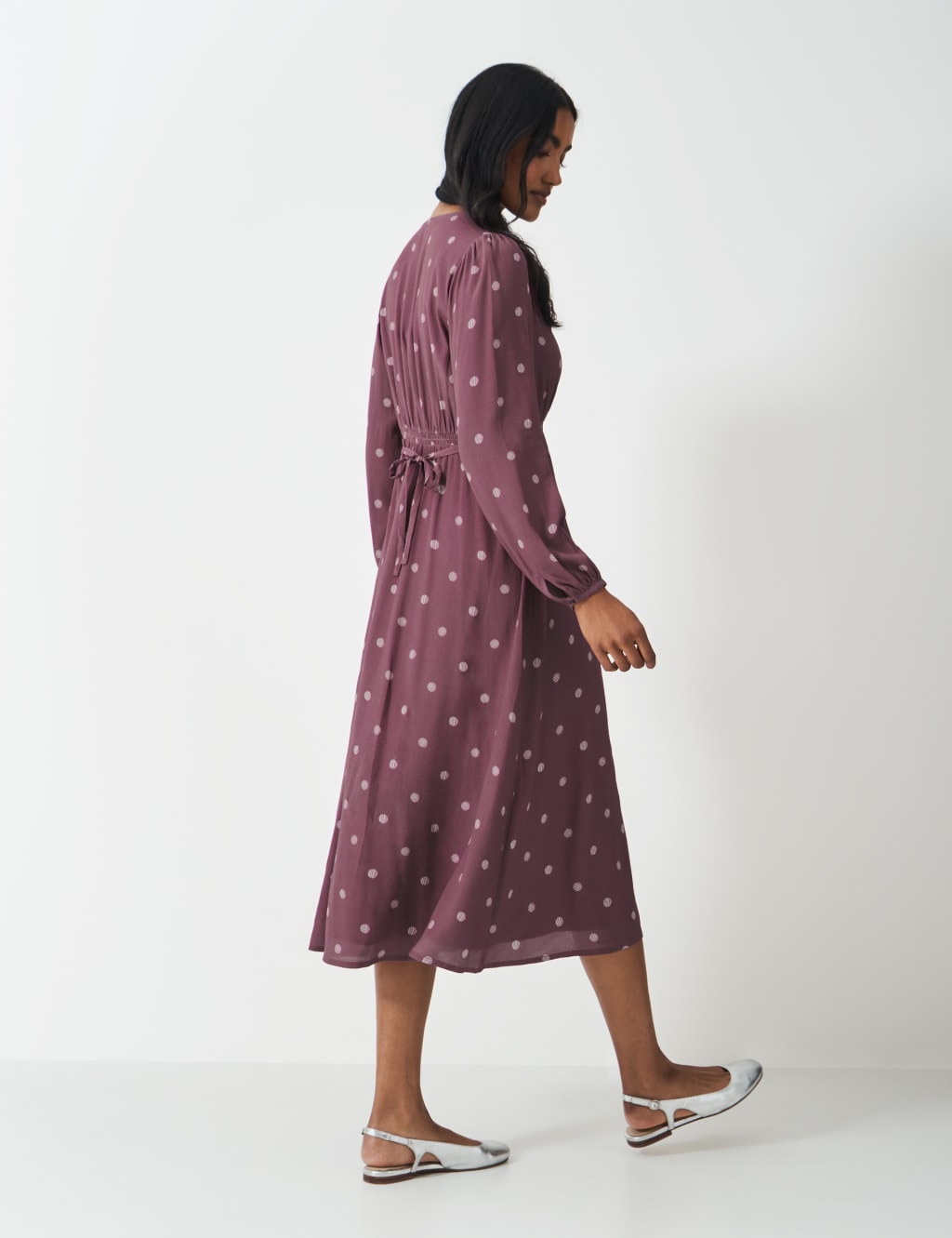 Polka Dot V-Neck Puff Sleeve Tea Dress 4 of 5