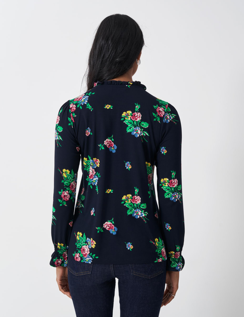 Jersey Floral V-Neck Shirred Detail Top 3 of 4