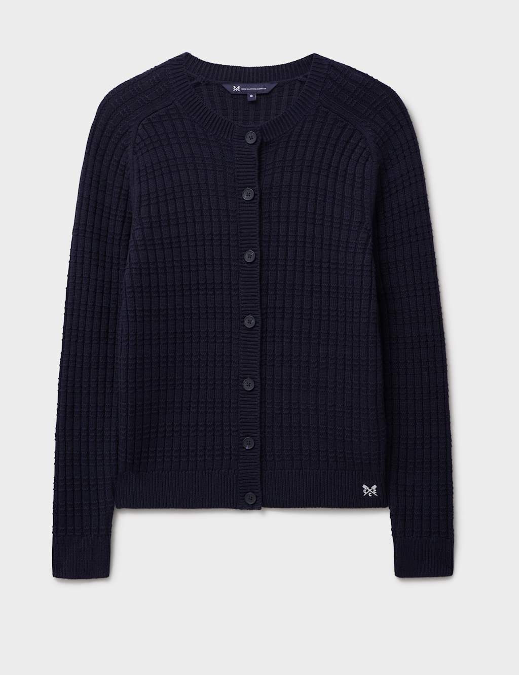 Cotton Blend Textured Crew Neck Cardigan 2 of 5
