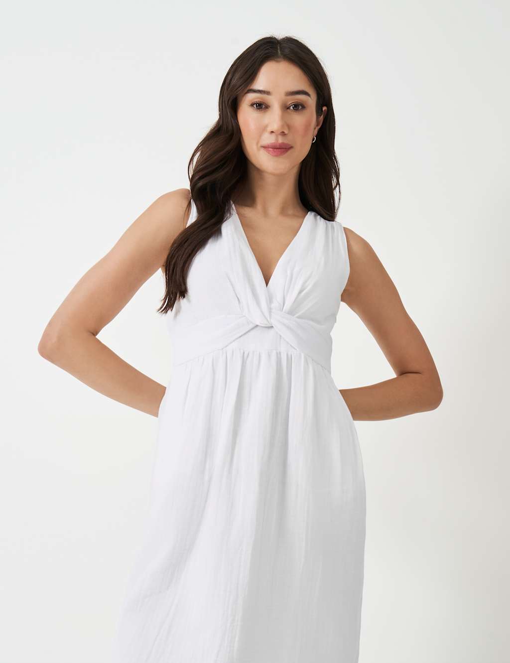 Pure Cotton V-Neck Midi Skater Dress 4 of 5