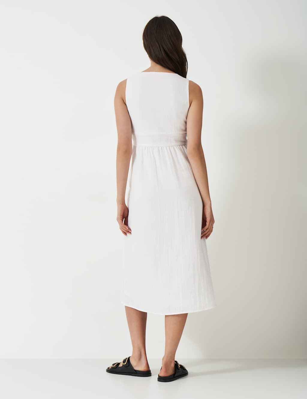 Pure Cotton V-Neck Midi Skater Dress 5 of 5