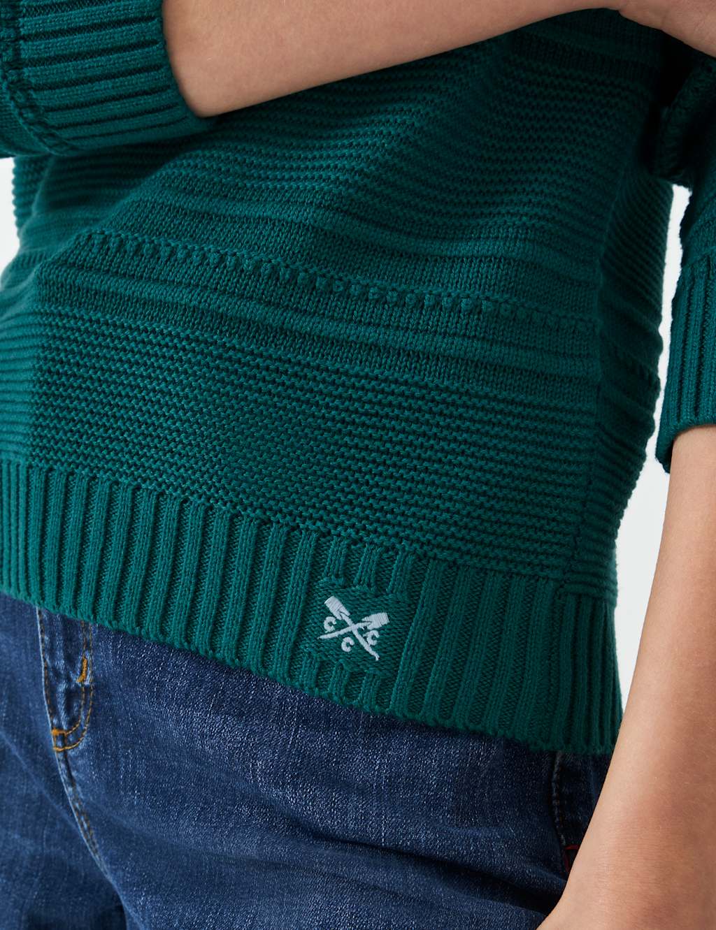 Cotton Blend Textured V-Neck Jumper 5 of 5