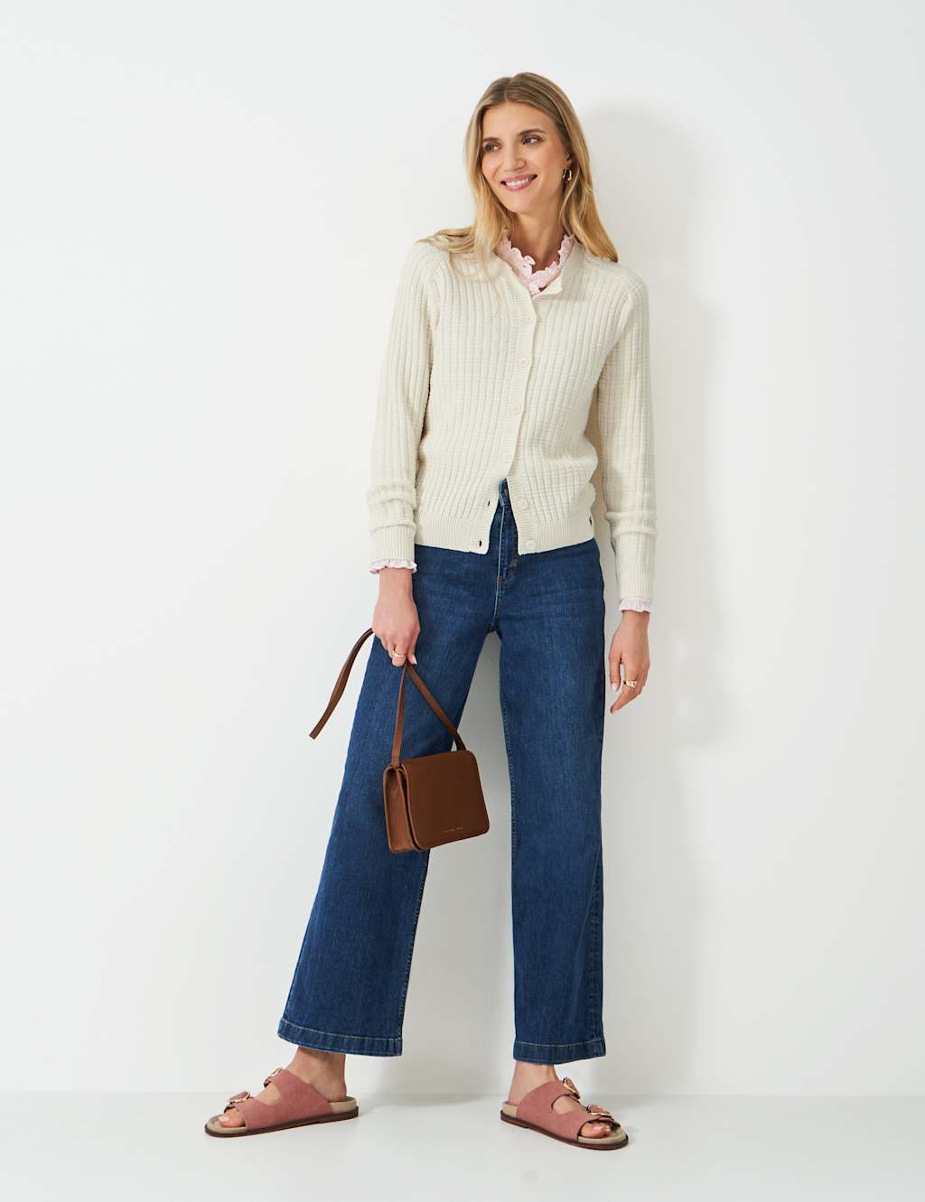 Cotton Blend Textured Collared Jumper 1 of 5