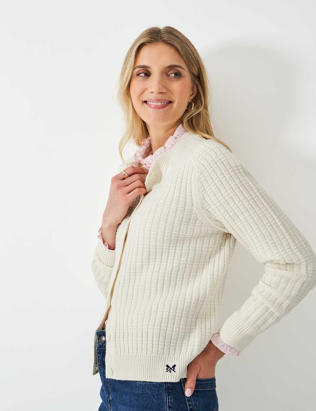 Cotton Blend Textured Collared Jumper 3 of 5
