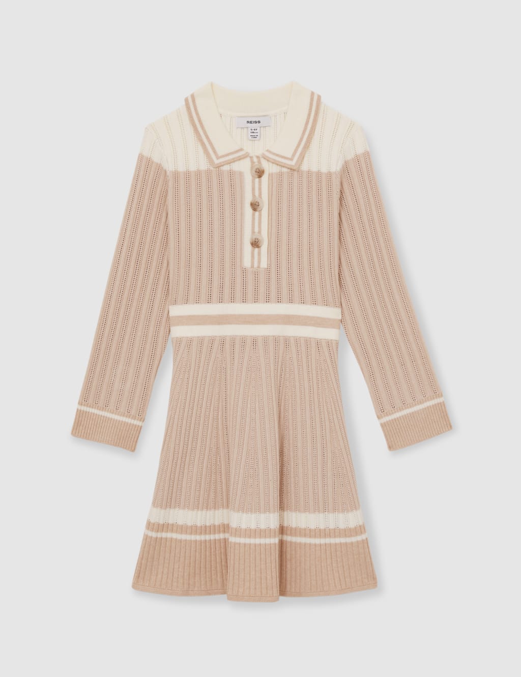 Knitted Ribbed Striped Shirt Dress (4-14 Yrs) 2 of 4