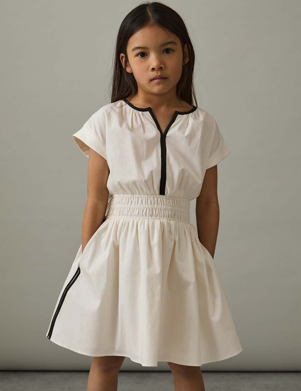 Pure Cotton Ruched Dress (4-14 Yrs) 1 of 4