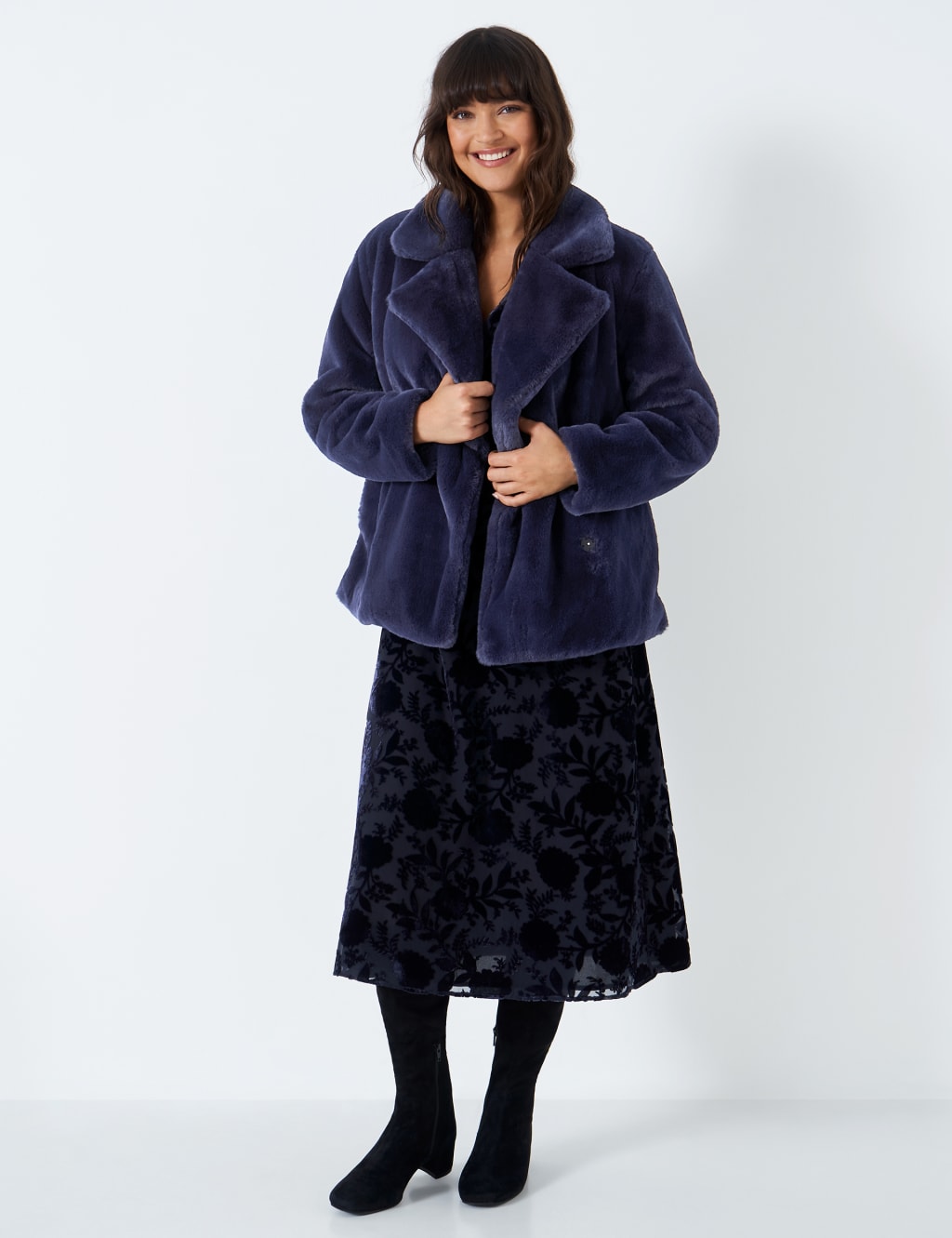 M&s blue fur coat sales