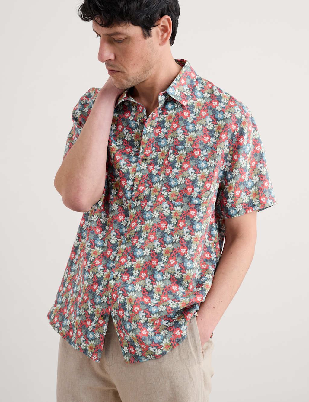 Pure Linen Floral Shirt 3 of 4