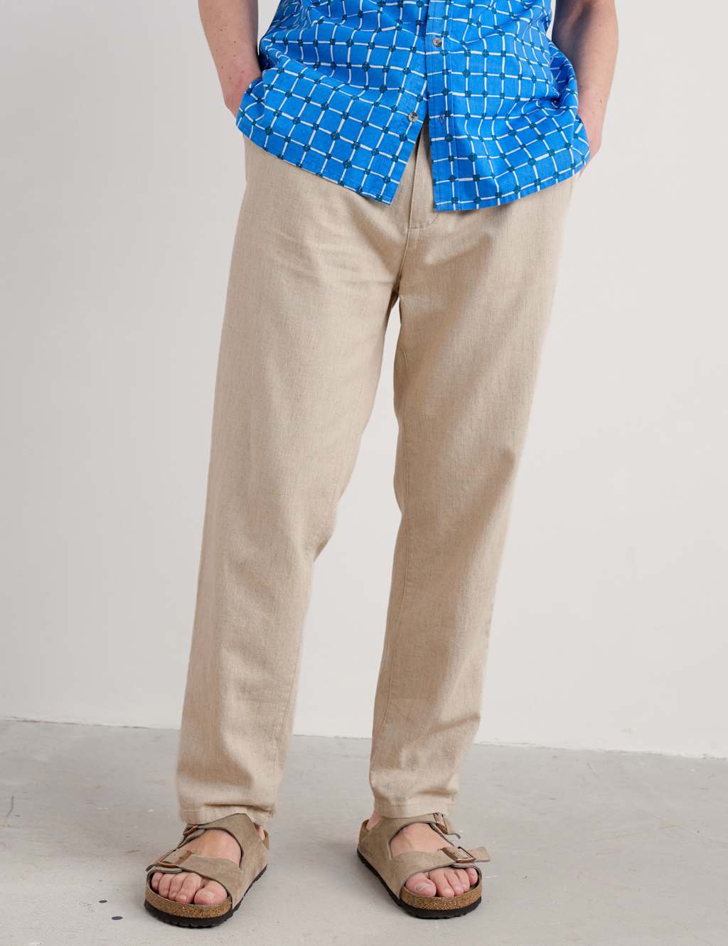 Slim Fit Linen Blend Trousers 2 of 4