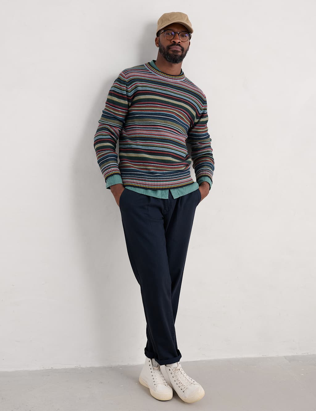 Pure Cotton Striped Crew Neck Jumper 3 of 4