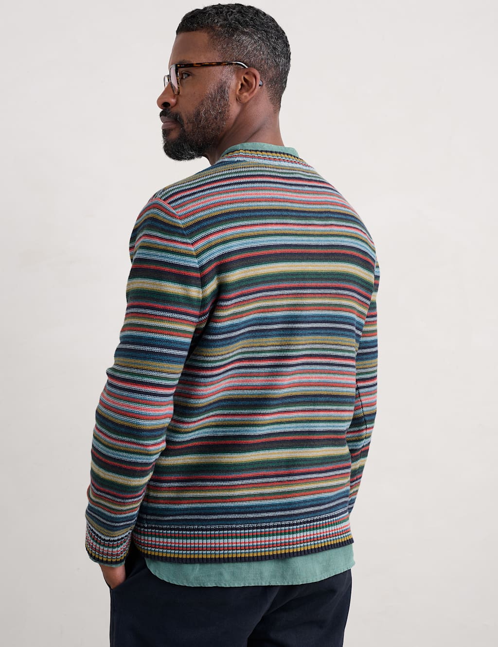 Pure Cotton Striped Crew Neck Jumper 4 of 4