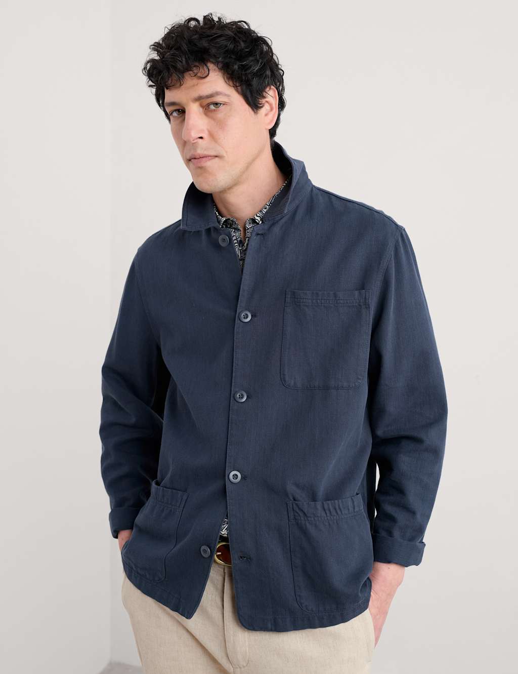 Linen Blend Utility Overshirt 2 of 4