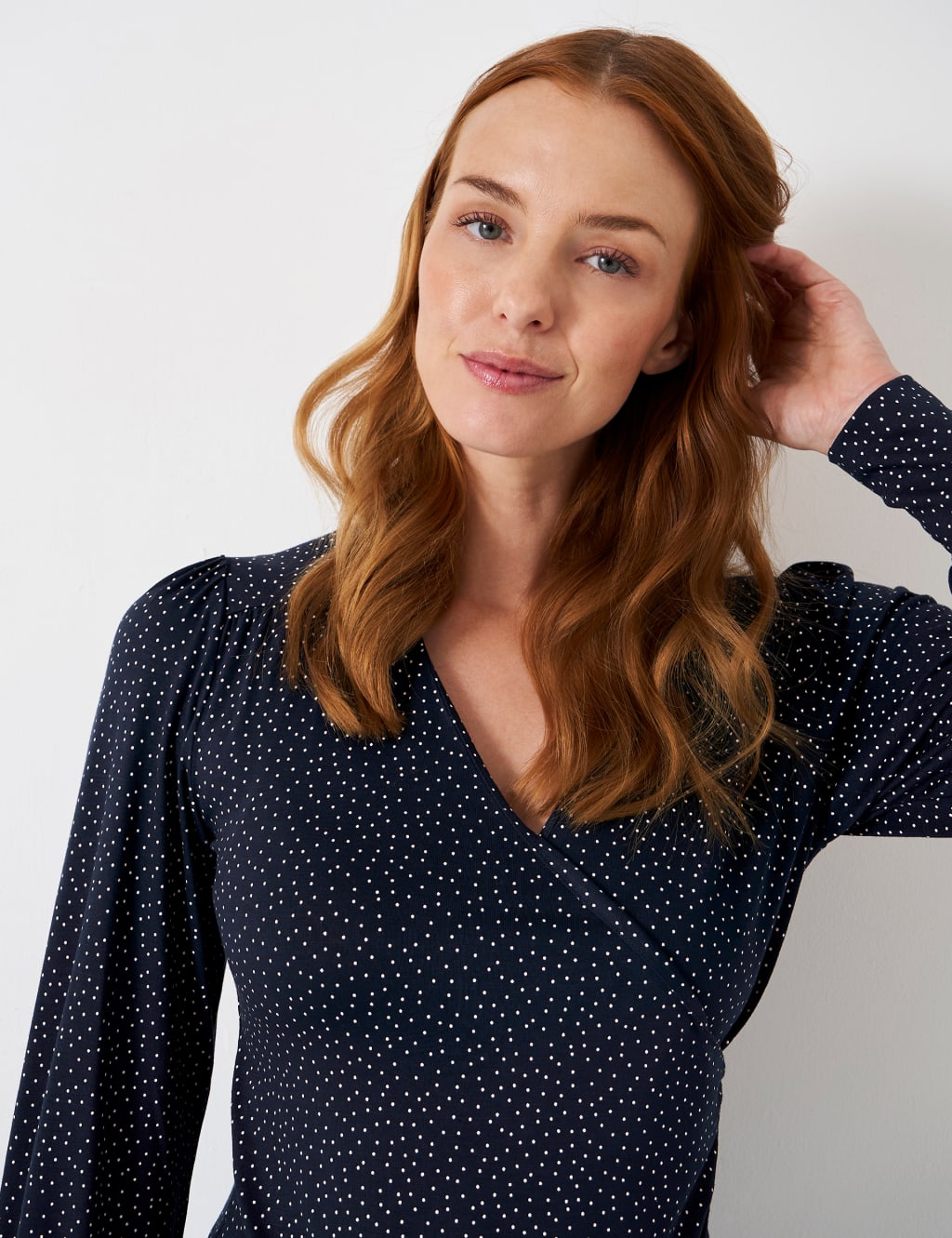 Jersey Polka Dot V-Neck Wrap Top 3 of 5