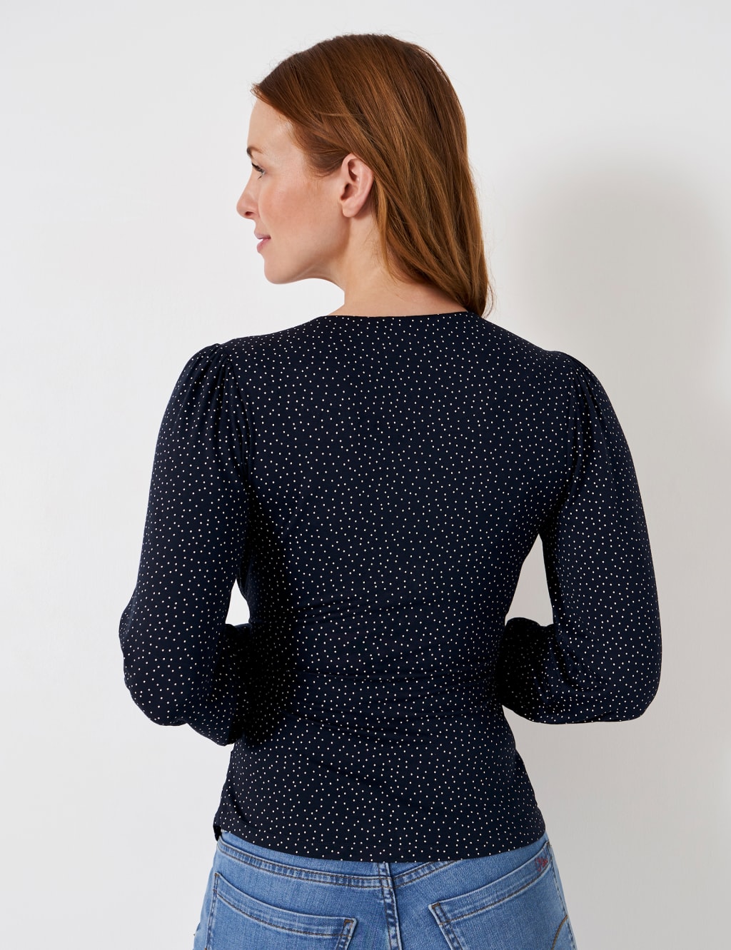 Jersey Polka Dot V-Neck Wrap Top 4 of 5