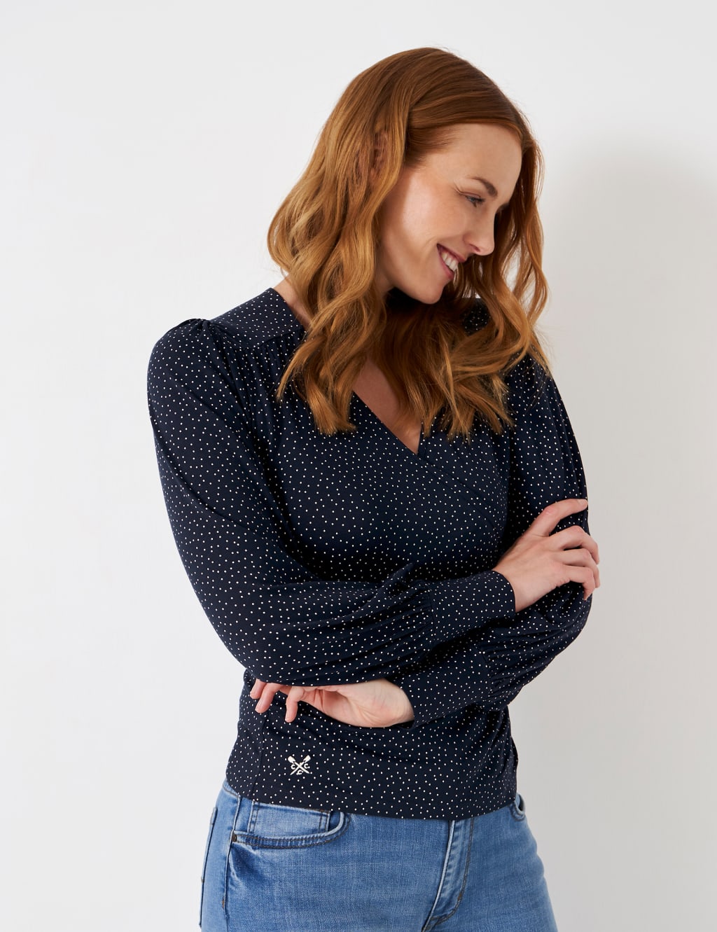Jersey Polka Dot V-Neck Wrap Top 5 of 5
