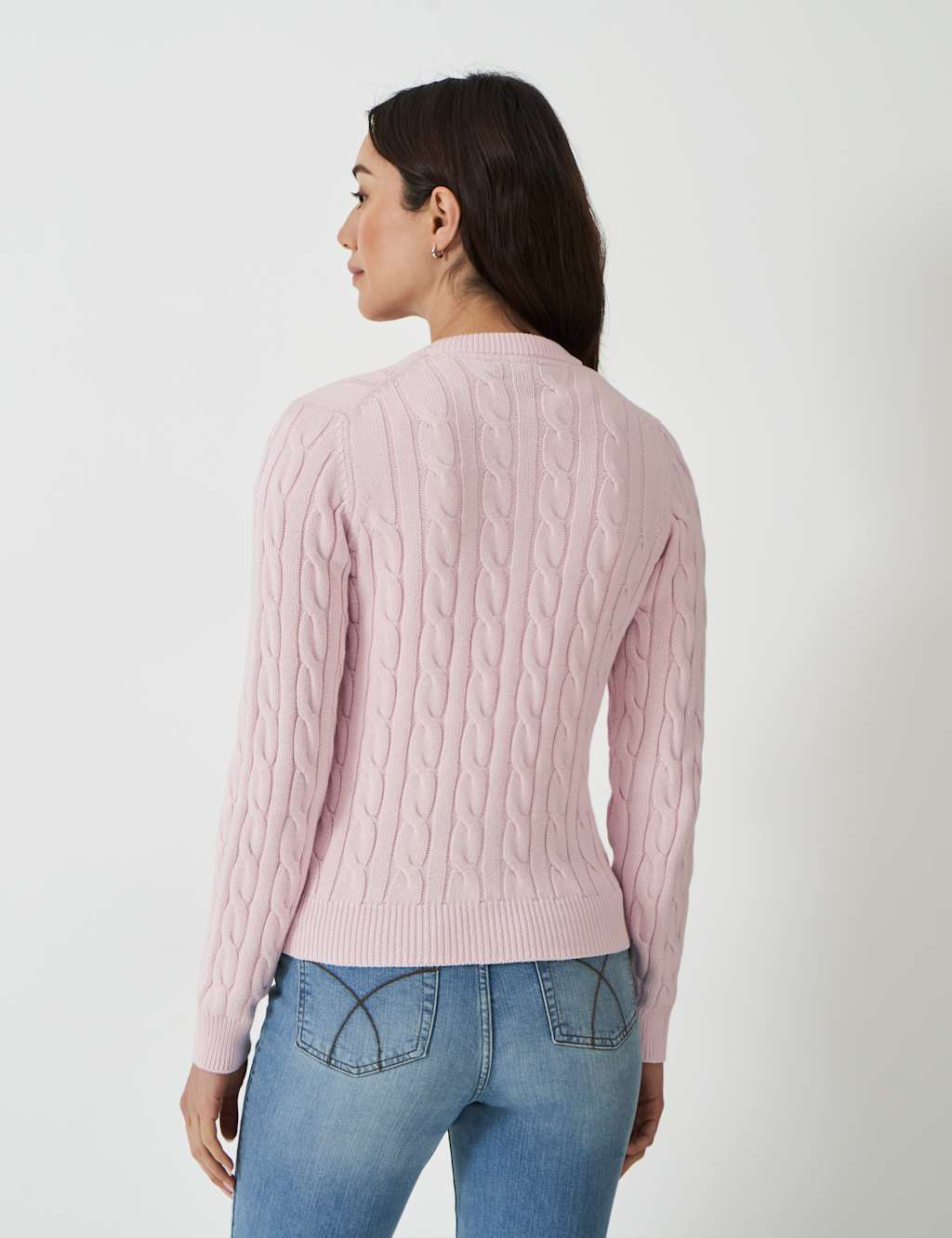 Pure Cotton Cable Knit Crew Neck Cardigan 4 of 5
