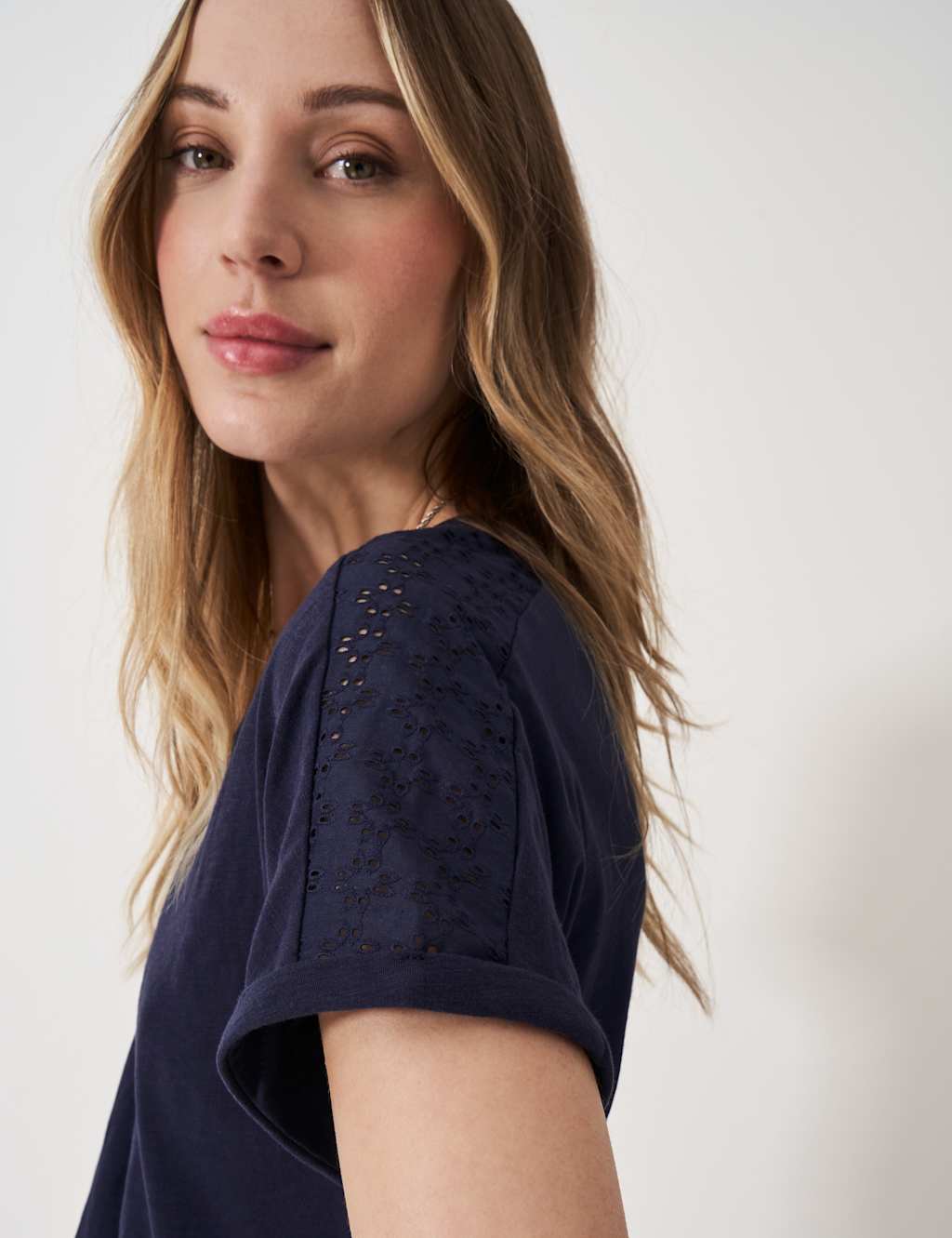 Pure Cotton V-Neck Cut Out Detail T-Shirt 5 of 5