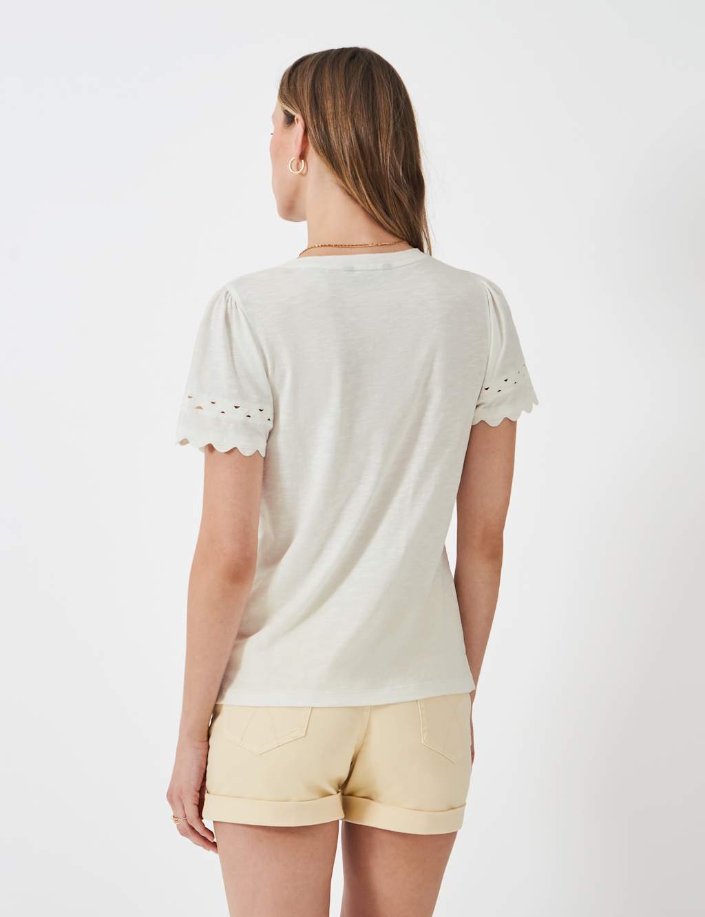 Pure Cotton Scallop Detail T-Shirt 4 of 5