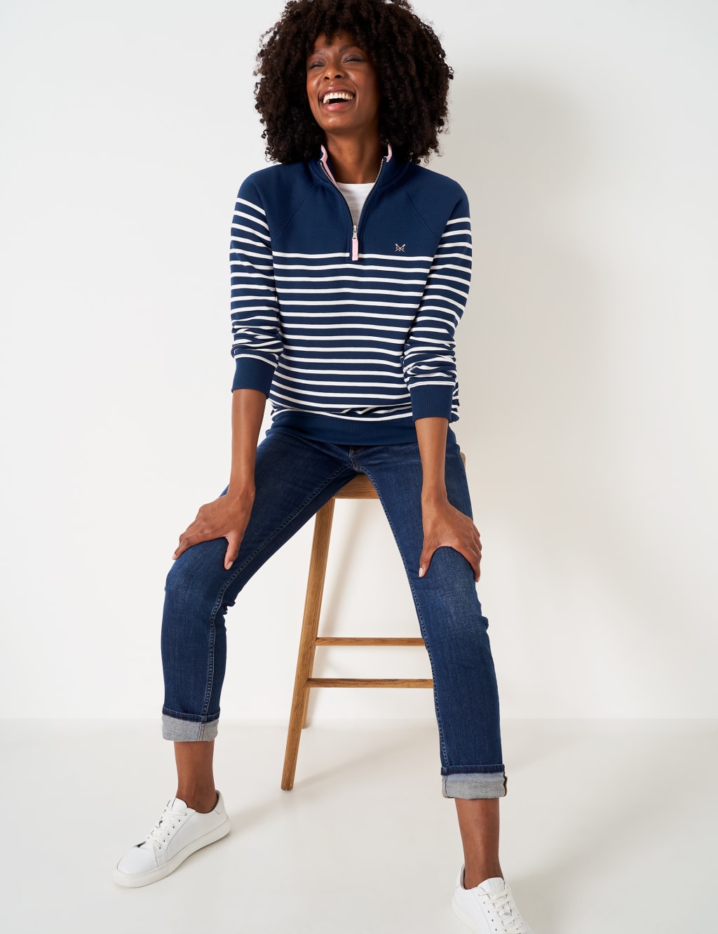 Cotton Rich Striped Half Zip Sweatshirt 3 of 5