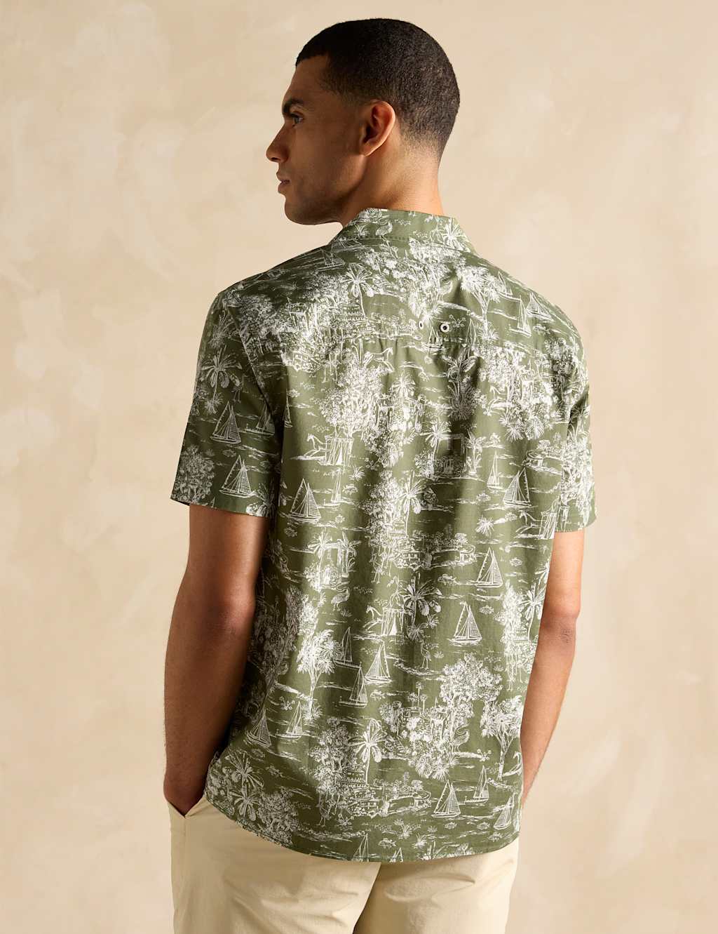 Linen Blend Tropical Print Shirt 4 of 6