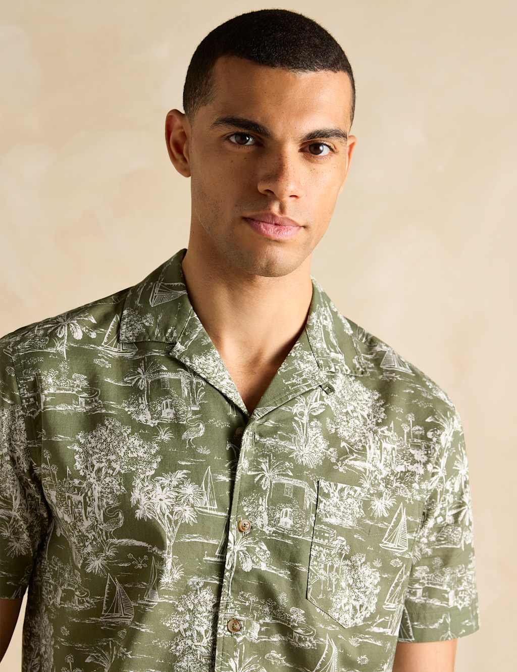 Linen Blend Tropical Print Shirt 5 of 6