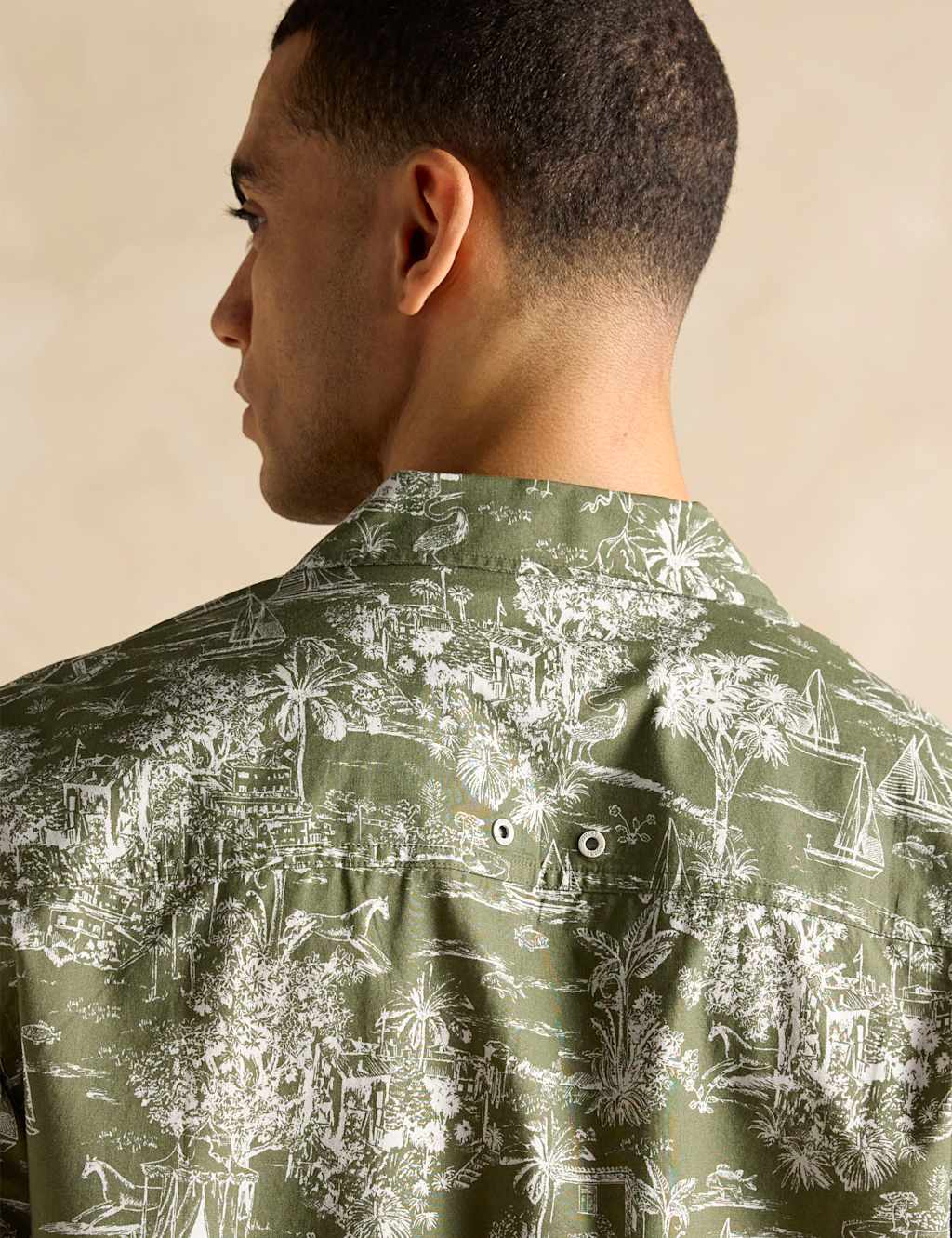 Linen Blend Tropical Print Shirt 6 of 6