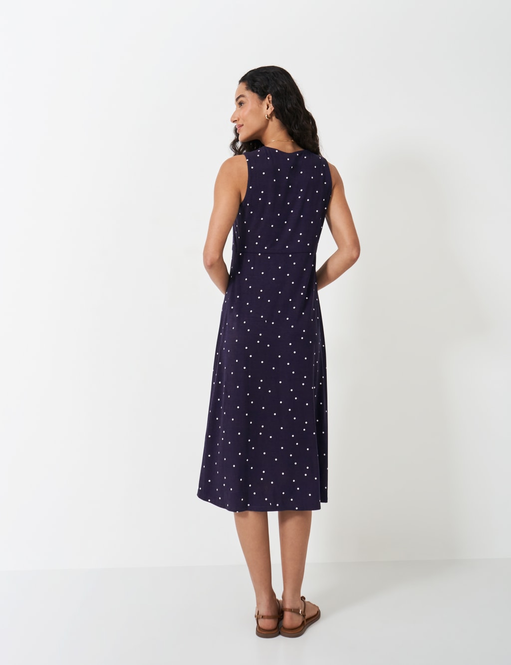 Polka Dot Button Front Midi Tea Dress 3 of 5