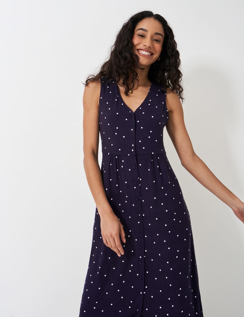 Polka Dot Button Front Midi Tea Dress 4 of 5