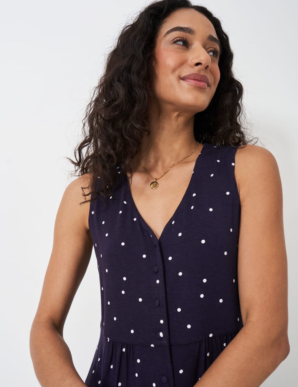 Polka Dot Button Front Midi Tea Dress