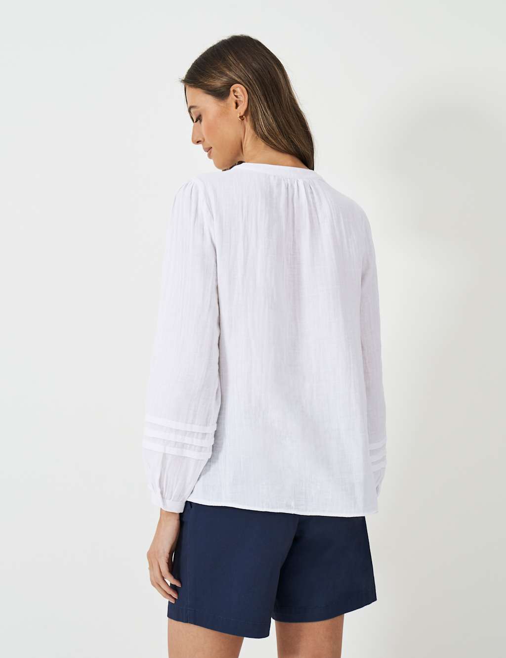 Pure Cotton Tie Neck Blouse 4 of 5