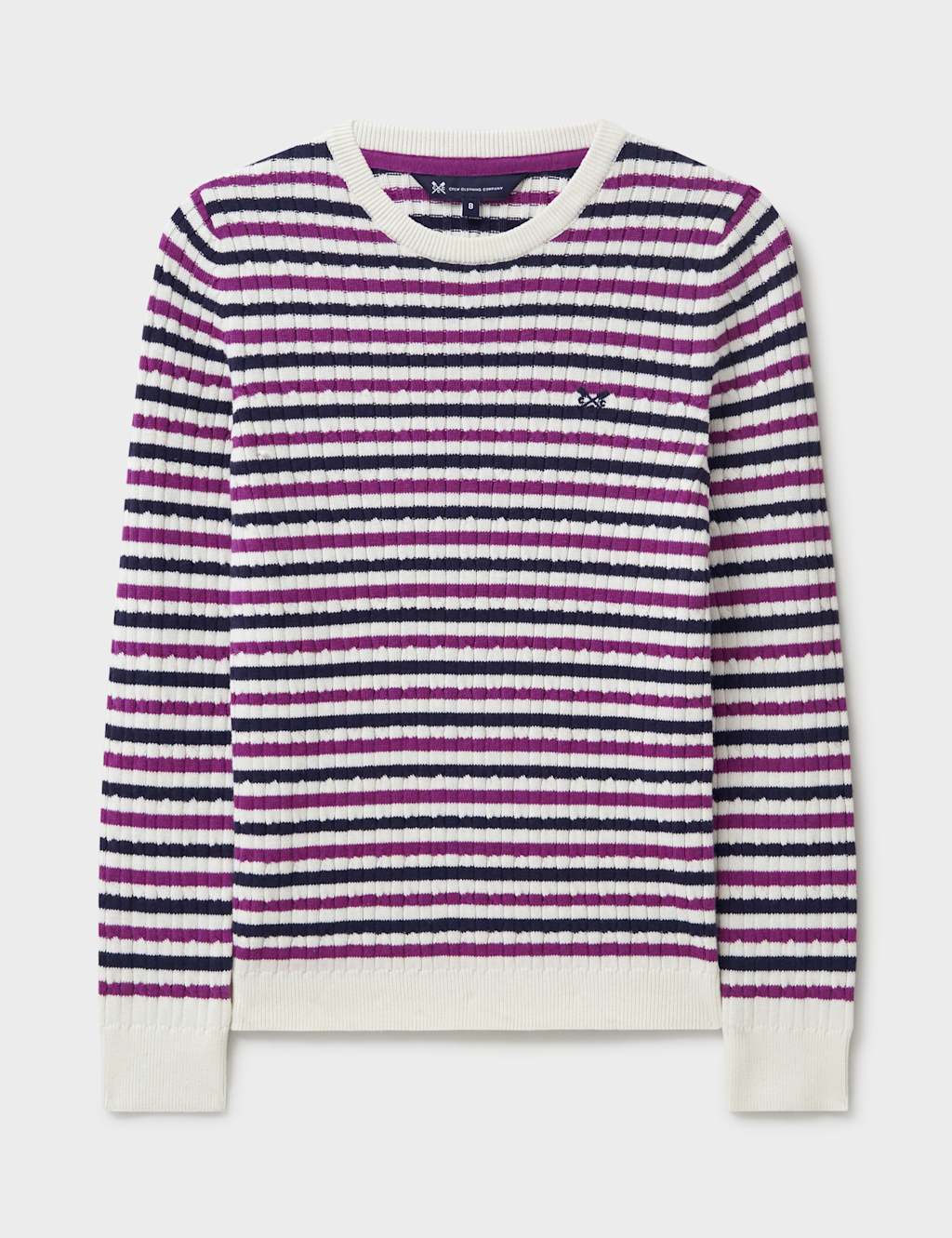 Cotton Rich Cable Knit Striped Jumper 2 of 5